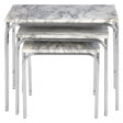 Nest of 3 Tables with Chrome Base, Marble, White