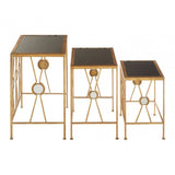 Faiza Set of 3 X-Design Nesting Tables, Glass, Black
