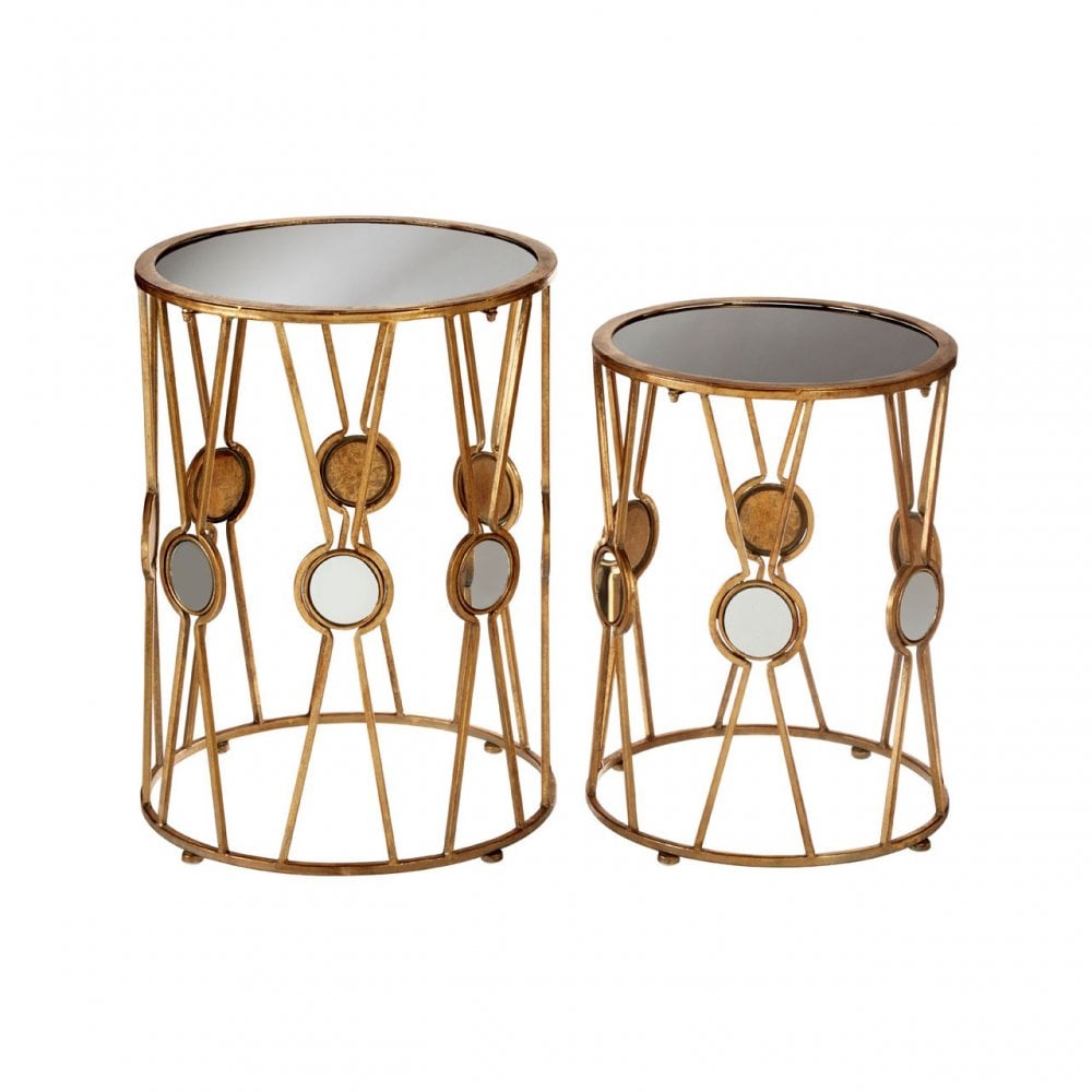 Faiza Set of 2 X-Design Rounded Tables, Glass, Black