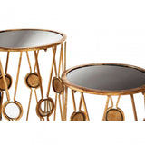 Faiza Set of 2 X-Design Rounded Tables, Glass, Black