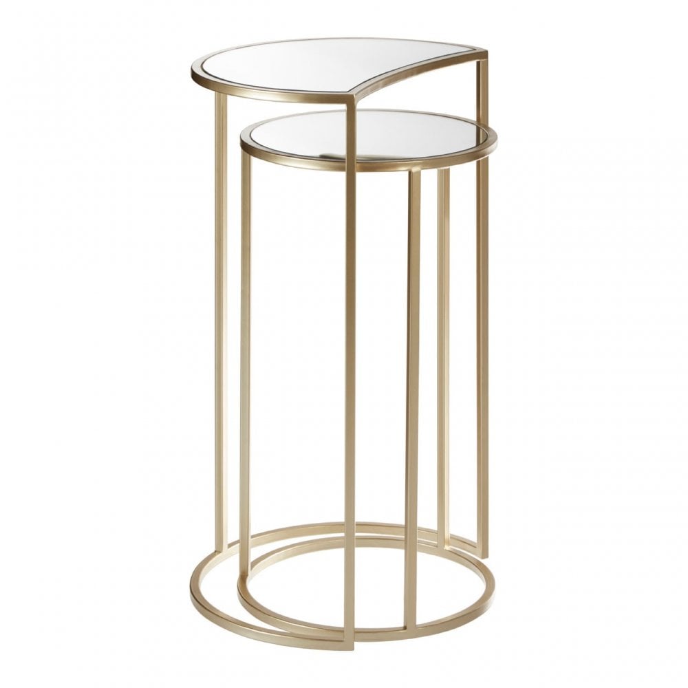 Anvil Mirror Top Tables, Iron, Mirrored Glass, Champagne