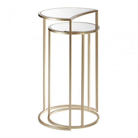 Anvil Mirror Top Tables, Iron, Mirrored Glass, Champagne