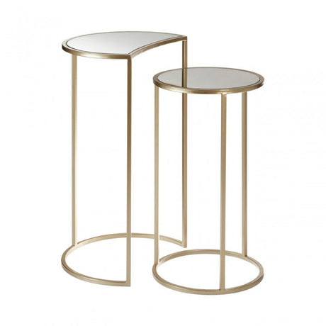Anvil Mirror Top Tables, Iron, Mirrored Glass, Champagne