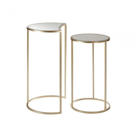 Anvil Mirror Top Tables, Iron, Mirrored Glass, Champagne