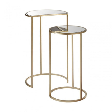 Anvil Mirror Top Tables, Iron, Mirrored Glass, Champagne