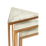Gianna Nest of 3 Tripod Tables, Iron, Marble, White