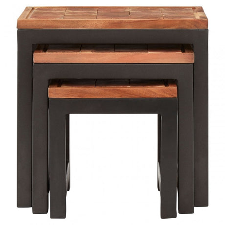 Hektor Hektor Artisan Acacia Wood / Iron Nesting Tables, Acacia Wood, Iron, Natural