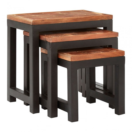 Hektor Hektor Artisan Acacia Wood / Iron Nesting Tables, Acacia Wood, Iron, Natural