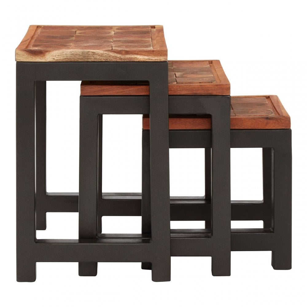 Hektor Hektor Artisan Acacia Wood / Iron Nesting Tables, Acacia Wood, Iron, Natural