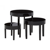 Moritz Nesting Tables - Set of 3, Wood, Pine Wood, Black