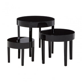 Moritz Nesting Tables - Set of 3, Wood, Pine Wood, Black