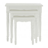 Hendra Nesting Tables Set of 3, Paulownia Wood, Fir Wood Veneer, White
