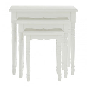 Hendra Nesting Tables Set of 3, Paulownia Wood, Fir Wood Veneer, White