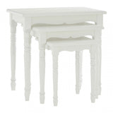 Hendra Nesting Tables Set of 3, Paulownia Wood, Fir Wood Veneer, White