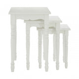 Hendra Nesting Tables Set of 3, Paulownia Wood, Fir Wood Veneer, White