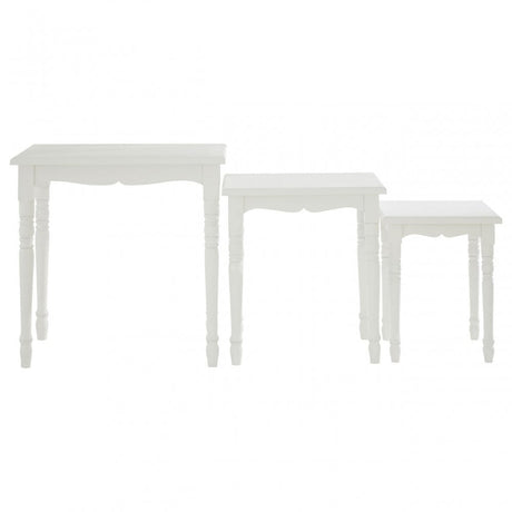 Hendra Nesting Tables Set of 3, Paulownia Wood, Fir Wood Veneer, White
