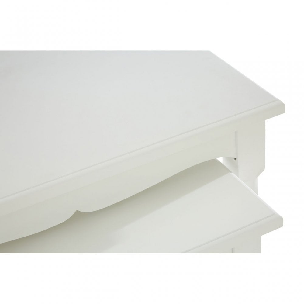 Hendra Nesting Tables Set of 3, Paulownia Wood, Fir Wood Veneer, White