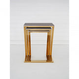 Pacific Faux Snake Skin Nest of 3 Tables, Wood, Stainless Steel, Gold
