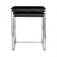 Pacific Faux Shark Skin Nest of 2 Tables, Wood, Stainless Steel, Black