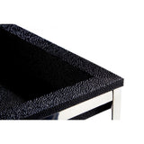 Pacific Faux Shark Skin Nest of 2 Tables, Wood, Stainless Steel, Black