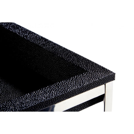 Pacific Faux Shark Skin Nest of 2 Tables, Wood, Stainless Steel, Black