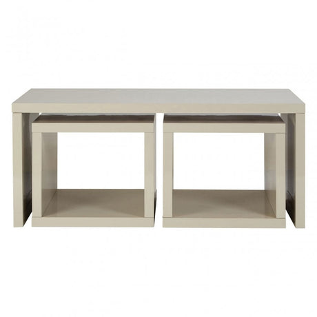 Madrid Coffee Table with 2 Under Tables, Wood, Grey