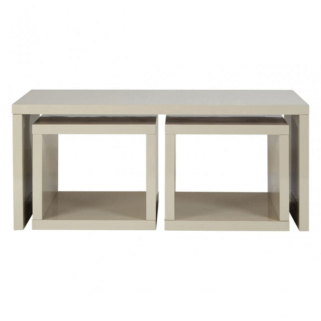 Madrid Coffee Table with 2 Under Tables, Wood, Grey