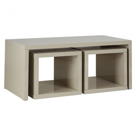 Madrid Coffee Table with 2 Under Tables, Wood, Grey