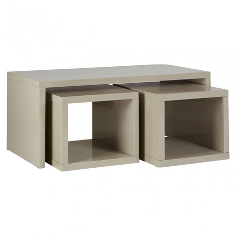 Madrid Coffee Table with 2 Under Tables, Wood, Grey