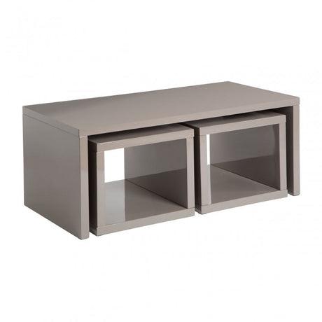 Madrid Coffee Table with 2 Under Tables, Wood, Grey