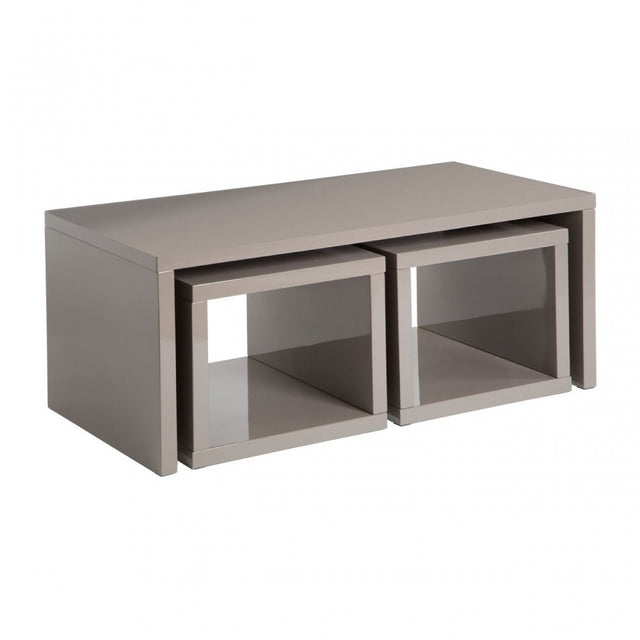 Madrid Coffee Table with 2 Under Tables, Wood, Grey
