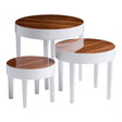 Nest of 3 Tables, Wood, Pear Wood, White