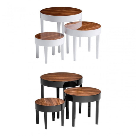 Nest of 3 Tables, Wood, Pear Wood, White