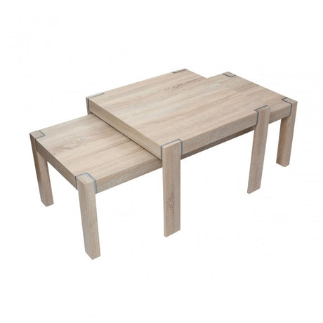 Loki Set of 2 Tables, Oak Veneer, Natural