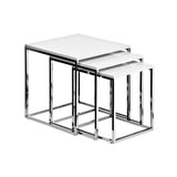 Nest of 3 Tables, Chrome, White