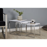 Nest of 3 Tables, Chrome, White