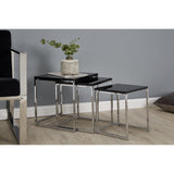 Nest of 3 Tables, Chrome, Black