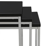 Nest of 3 Tables, Chrome, Black