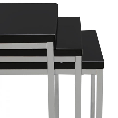 Nest of 3 Tables, Chrome, Black