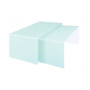 Nest of 2 Coffee Tables, Bent Glass, White