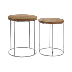 Calish Set of 2 Round Side Tables, Natural