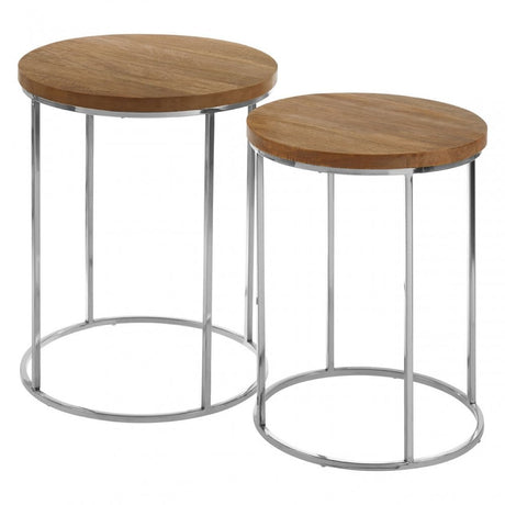 Calish Set of 2 Round Side Tables, Natural