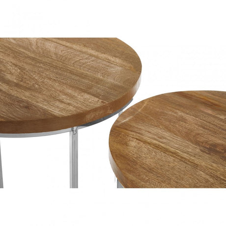 Calish Set of 2 Round Side Tables, Natural