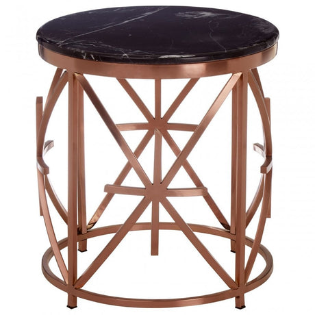 Camperian Black Marble / Rose Gold Side Table, Gold