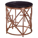 Camperian Black Marble / Rose Gold Side Table, Gold