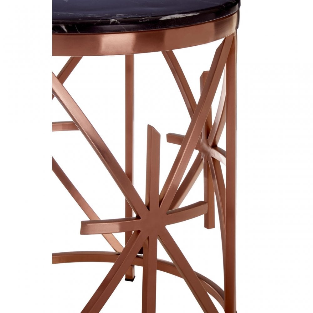 Camperian Black Marble / Rose Gold Side Table, Gold