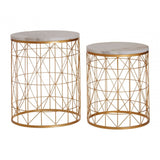 Anvil Set of 2 Round Side Tables, White