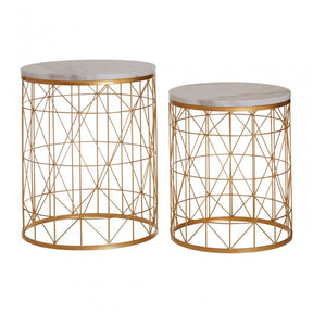 Anvil Set of 2 Round Side Tables, White