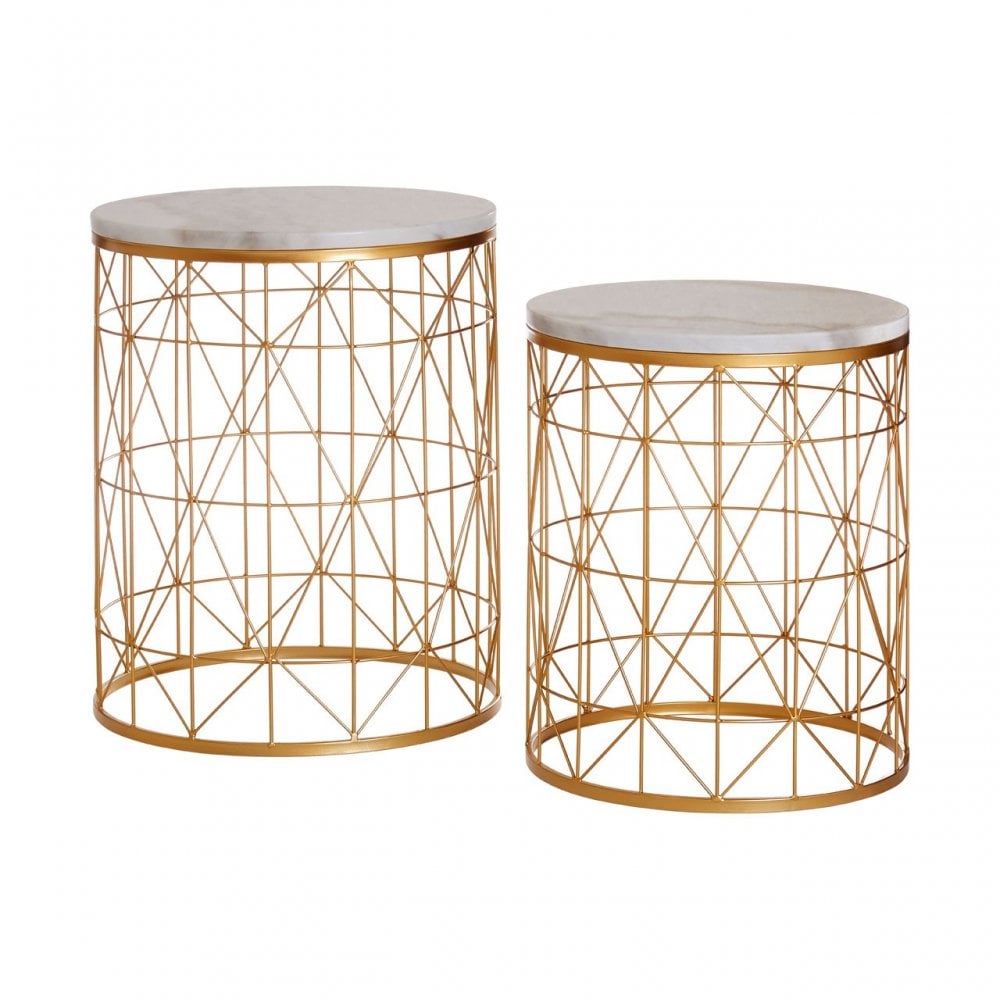Anvil Set of 2 Round Side Tables, White