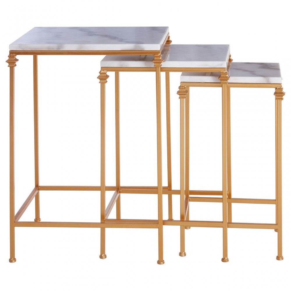 Anvil Set of 3 Square Side Tables, White